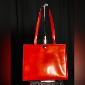 Céline Phoebe Philo Gusset red patent tote bag. Vintage (ish) 2010-12’s